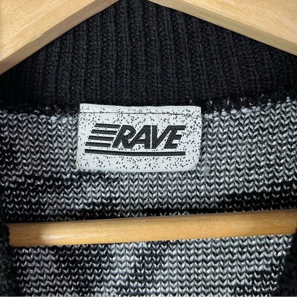 Vintage Rave Black & Silver Metallic Leaf Print Pullover Sweater S - Picture 4 of 4